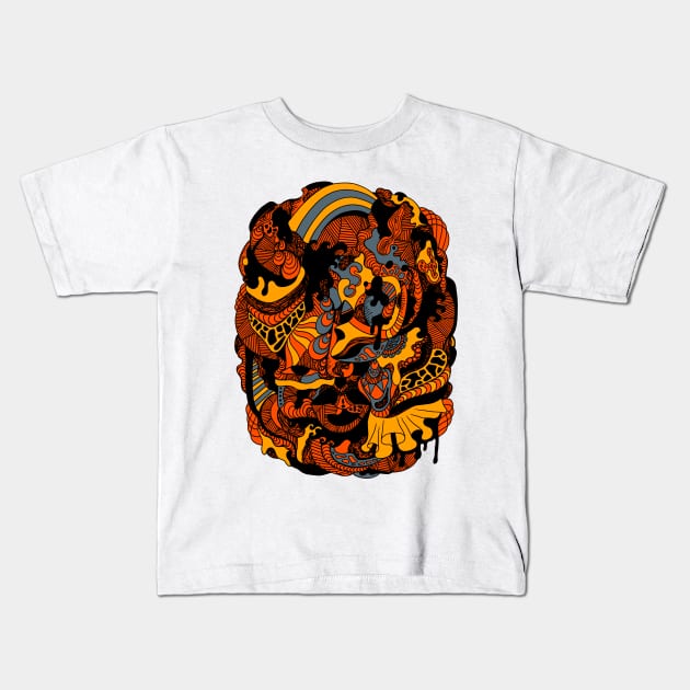 Orangrey Abstract Wave of Thoughts No 2 Kids T-Shirt by kenallouis